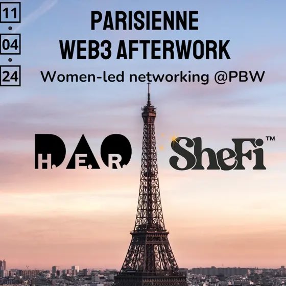 PARIS BLOCKCHAIN WEEK💥 Get ready for the most gorgeous event with H.E.R. DAO + SheFi ❤️@ParisBlockWeek ✅ Sign up here: lu.ma/8thj4t2k