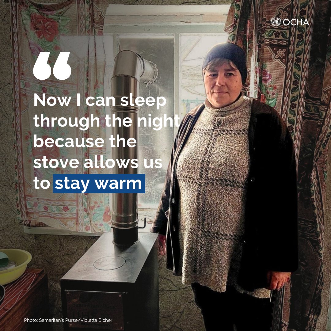 Ivanna and her husband were forced to flee their village in the Dnipro Region due to active hostilities. In the Kherson Region, where they settled, @SamaritansPurse, supported by #UkraineHumanitarianFund, provided them with a wood-burning stove and firewood for their new home.