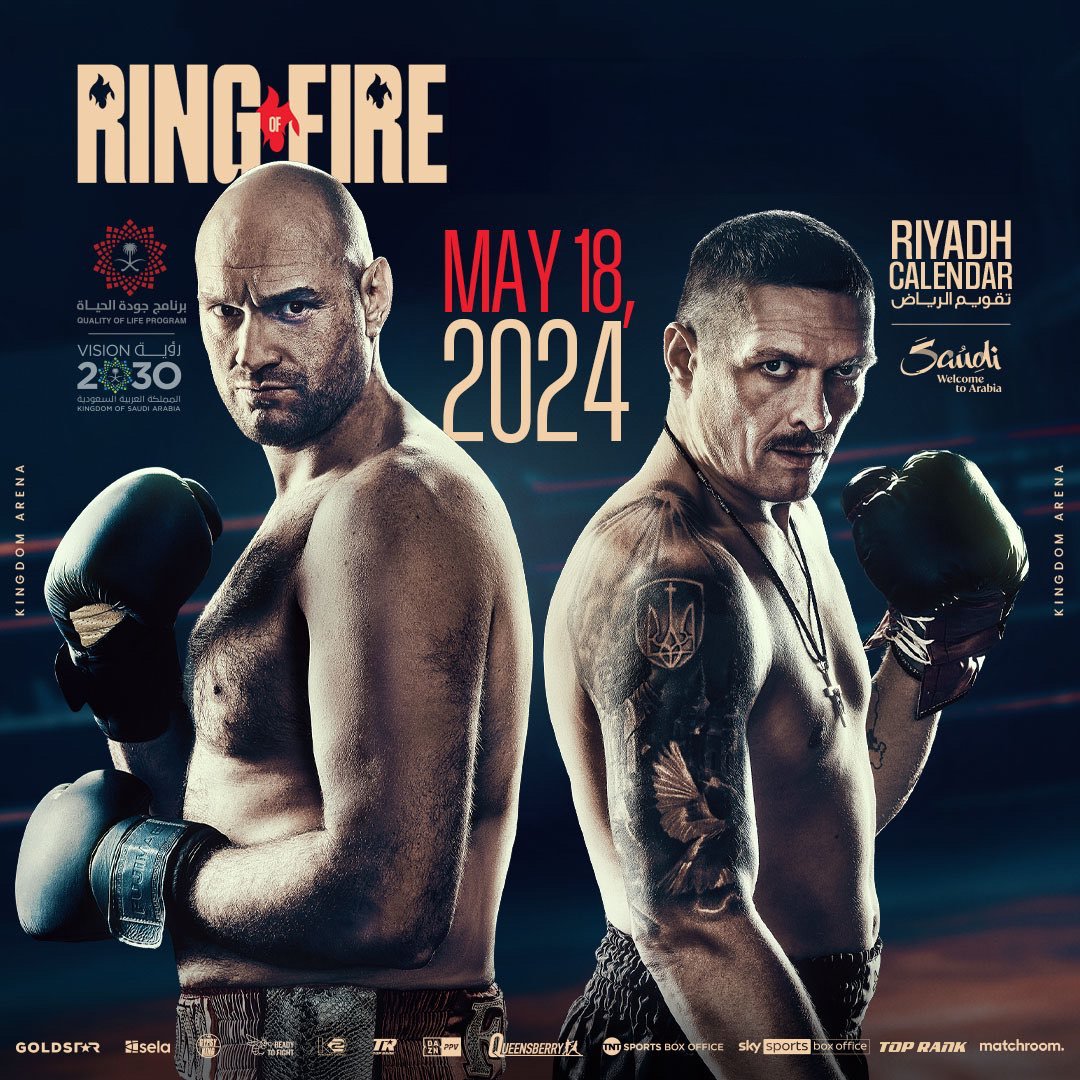 𝐓𝐇𝐄 𝐑𝐈𝐍𝐆 𝐎𝐅 𝐅𝐈𝐑𝐄 𝐈𝐒 𝐍𝐄𝐀𝐑. #FuryUsyk | MAY 18 | Riyadh, Saudi Arabia 🔥