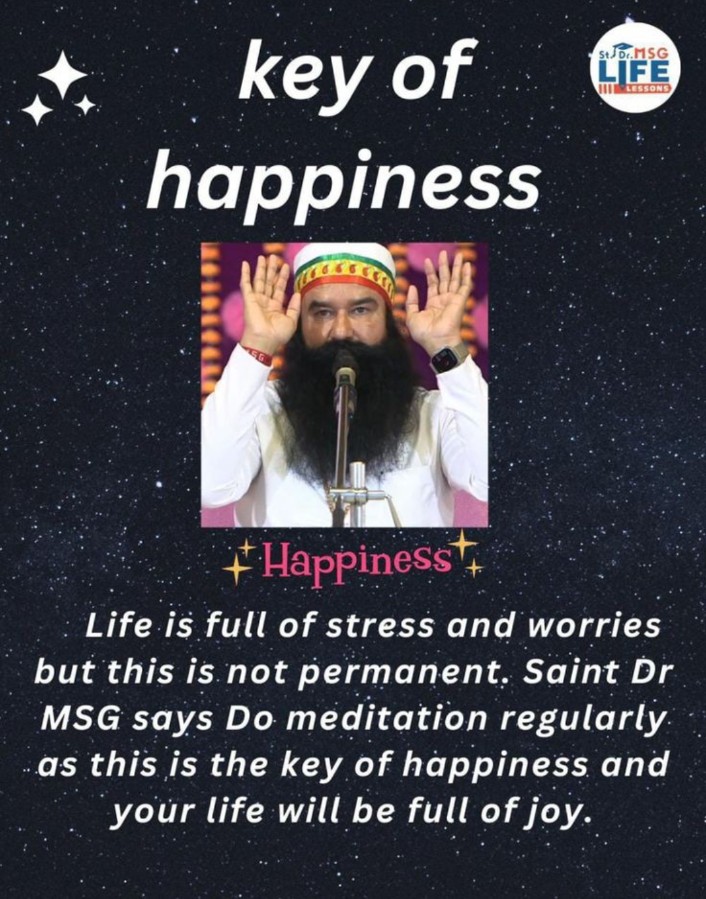 Who does not want to live a stress free, worry-free life? 
But the key to living a stress free life is 
method of meditation. Saint Dr MSG Insan says meditation is the key to all problems. It boosts our will power & gives solutions to all the worries.
#LetGoOfWorries