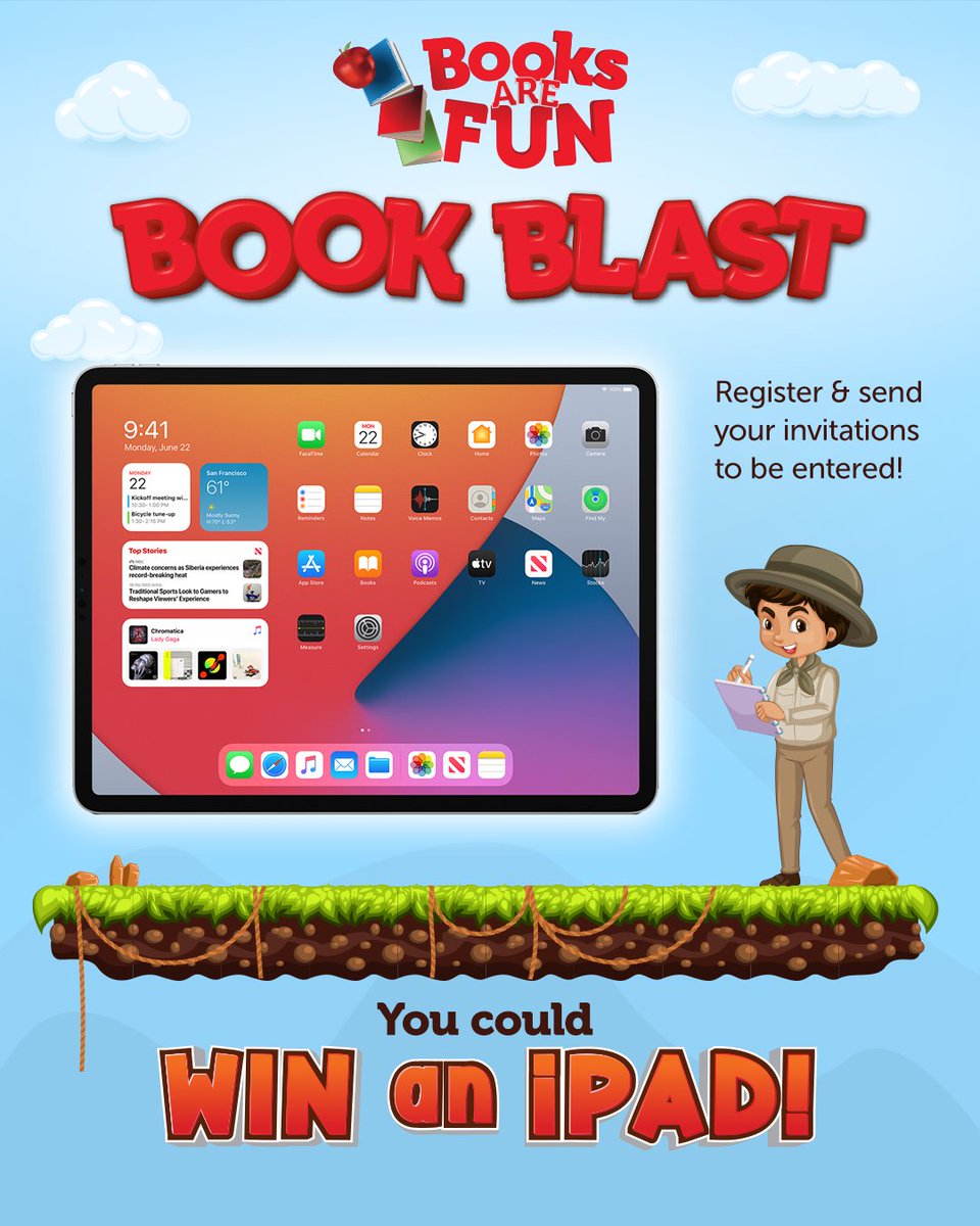 MsIsbellLibrary's tweet photo. ATTENTION: We are giving away an iPad is tomorrow! Simply invite 10+ friends and family members TONIGHT to support our Book Blast and your student will have a chance to win. If you haven’t already, register here: https://t.co/rHlp6VqMBd

#d56achieves #bookblastadventures https://t.co/lCweNVHft2