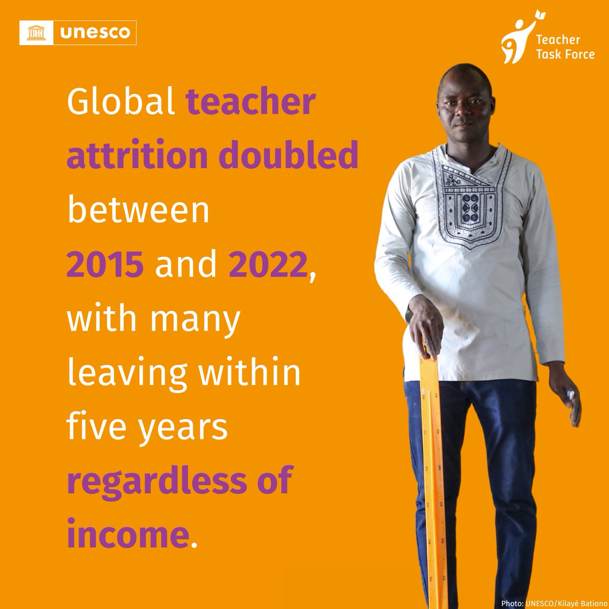 📈 The @UNESCO and TTF Global Report on Teachers reveals a concerning trend: between 2015 and 2022, global teacher attrition rates doubled, with many leaving within the first five years. It's time to address this issue. Read more: bit.ly/2024GRT #InvestInTeachers