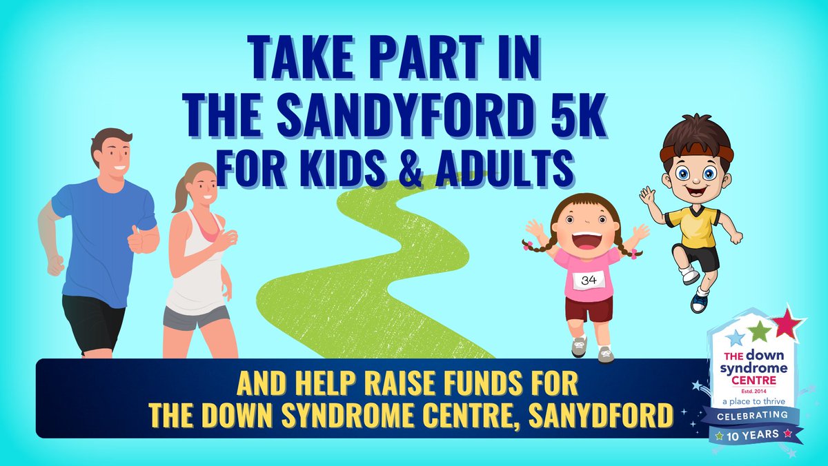 The @Downsyndromecentre is charity partner for @sandyford5k on May 9, 7:30pm. Separate runs for adults & kids. Participants can help us provide essential supports to children with Down syndrome by fundraising. See: bit.ly/3UawOZp @DSDAC
