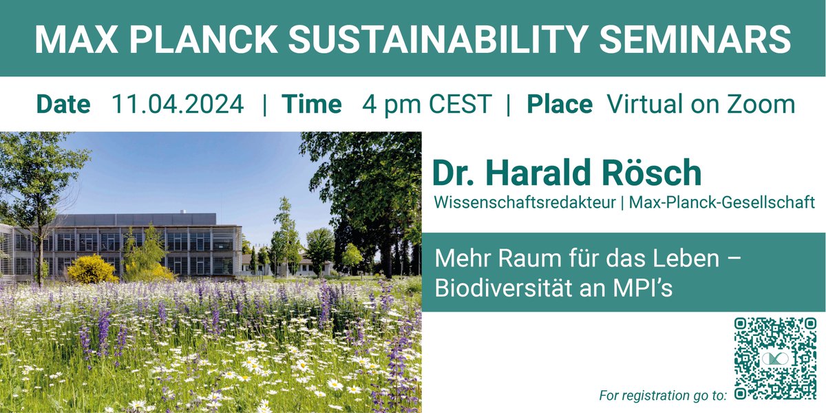 Wir möchten euch herzliche zu unserem morgigen Max Planck Sustainability Seminar einladen. Erfahrt über die Biodiversität an MPI's und diskutiert mit uns über deren Nutzen und Möglichkeiten. Registrierung unter: nachhaltigkeitsnetzwerk.mpg.de/sustainability…