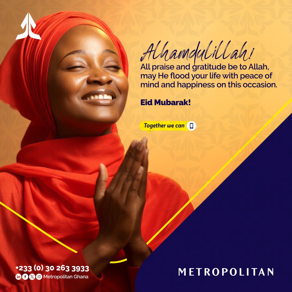 Eid Mubarak! We Celebrate this day with our Muslim Brothers and sisters.

#EidMubarak 
#metropolitanGhana
#togetherwecan