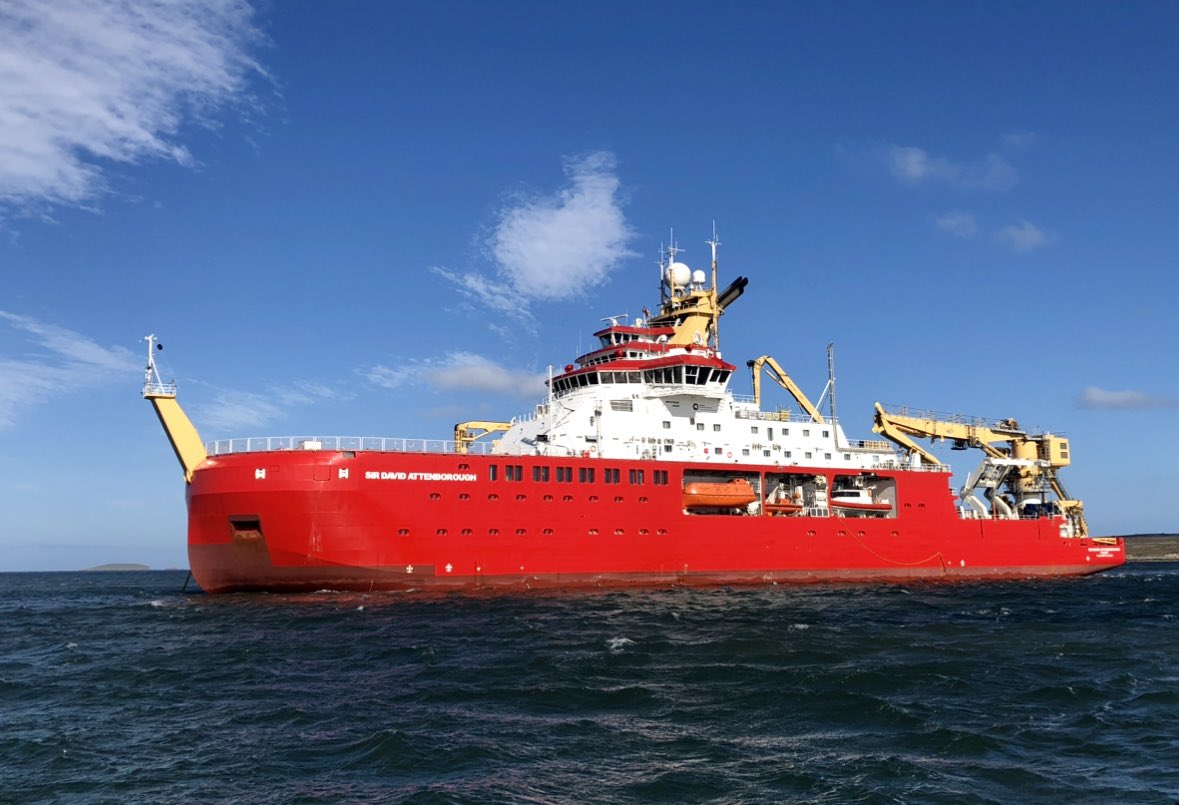 A year ago, the Governor and members of the #Falklands community were welcomed onboard to witness first-hand the state-of-the-art capabilities of the RRS Sir David Attenborough along with members. 👇