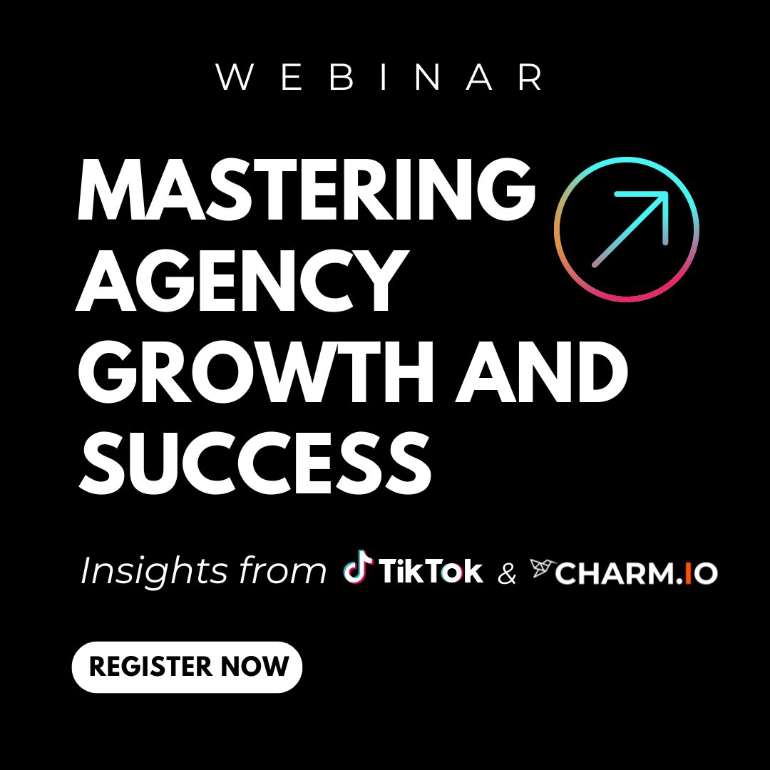 Unlock agency growth secrets with @Charm.io and @TikTok for Business! Join our interactive webinar to win more clients with data-driven insights and craft winning TikTok strategies. Register here: hubs.ly/Q02s92Ww0 #charmanalytics #tiktokstrategy #webinar #tiktok