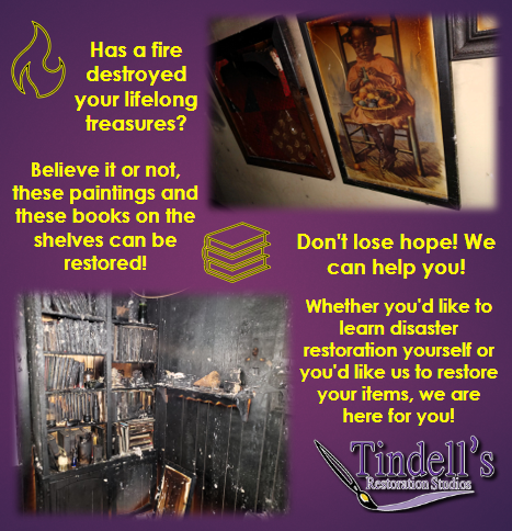 -> HAS FIRE DESTROYED YOUR LIFELONG TREASURES?

Believe it or not, these paintings and these books on the shelves can be restored! Don't lose hope! We can help you!

Contact Tindell's Restoration today.

#DisasterRecovery #FireRestoration #Preservation

bit.ly/3PBcYCA