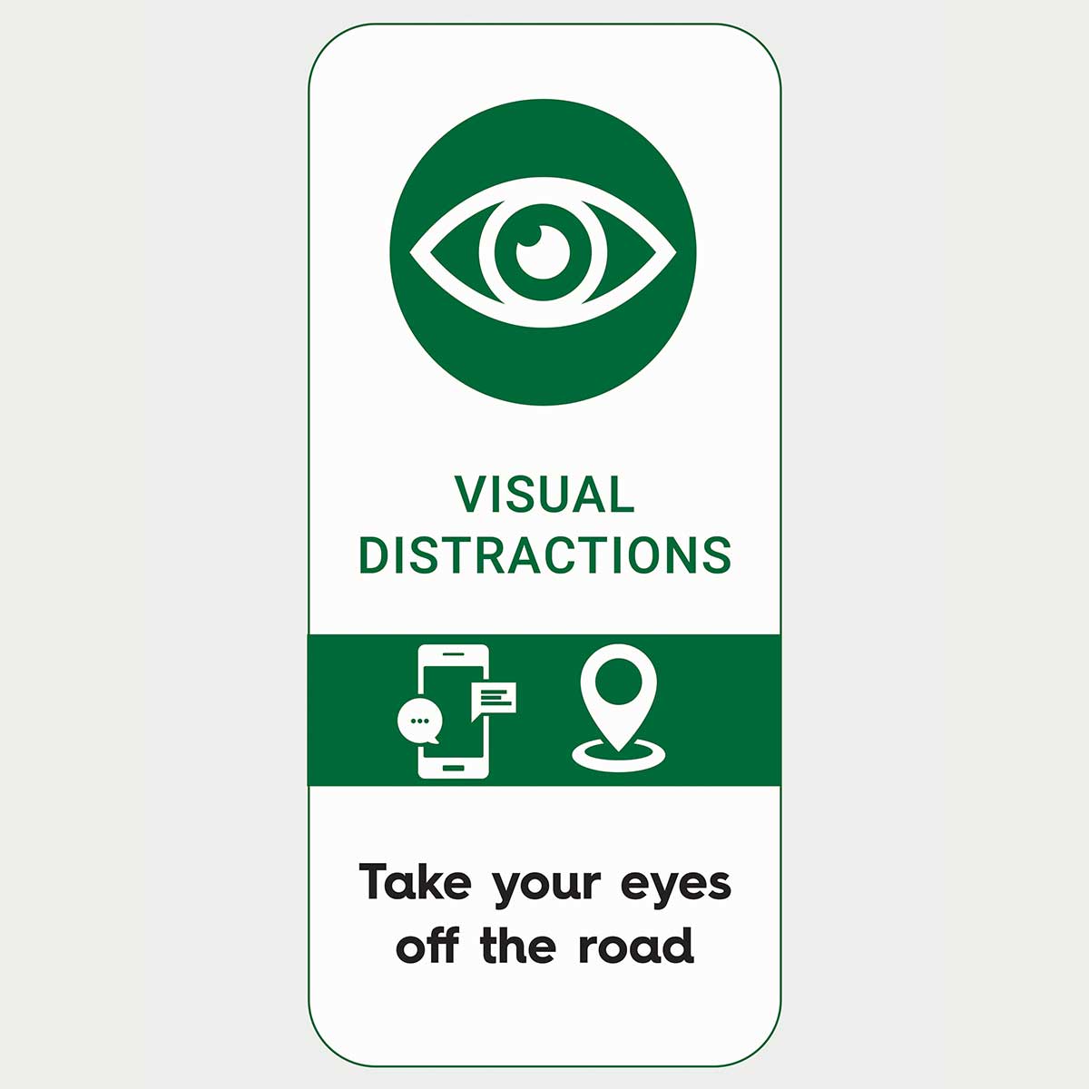 Do you know the three main types of distractions you can encounter while driving? The first type is visual distraction, such as a phone or GPS, which takes your eyes off the road. #JustDrive #DDAM