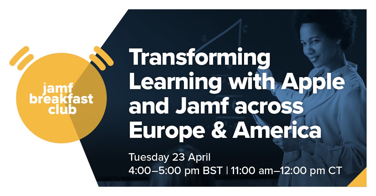 🍎 Join us for the April Jamf Breakfast Club! 🍏 Transforming Learning with Apple and Jamf - Discover transatlantic best practices for purposeful technology deployment in schools. Register now: ow.ly/OgHR50Rbl59   #EdTech #AppleinEducation #TransformingLearning #jamf