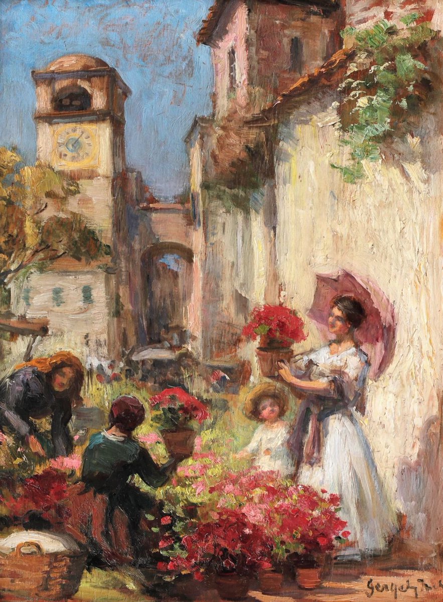 Que sea un excelente miércoles para todos! 🌹 #ArteYArt 🎨 The Flower Market ~ 🖌 Imre Gergely (Hungría, 1868~1914) ~