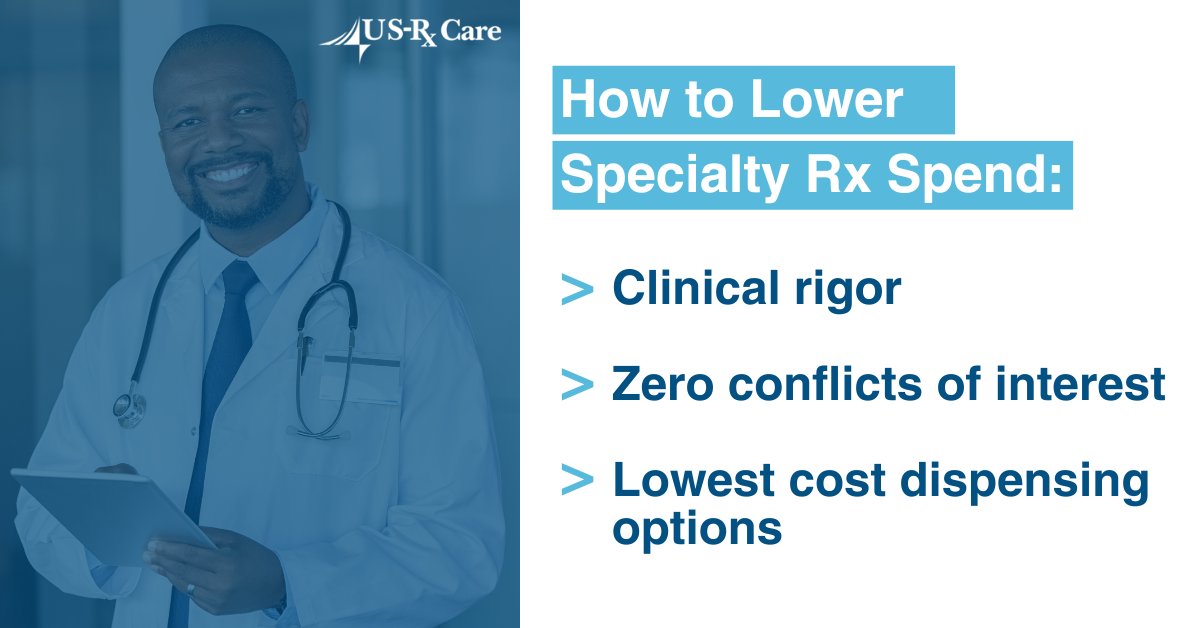 #SpecialtyMedications consume over 50% of total #PharmacySpend, according to HHS. Benefits advisors can help their self-insured employer clients cut down on these costs by partnering with a fiduciary #PBM like US-Rx Care. Find out how: hubs.li/Q02skZs40