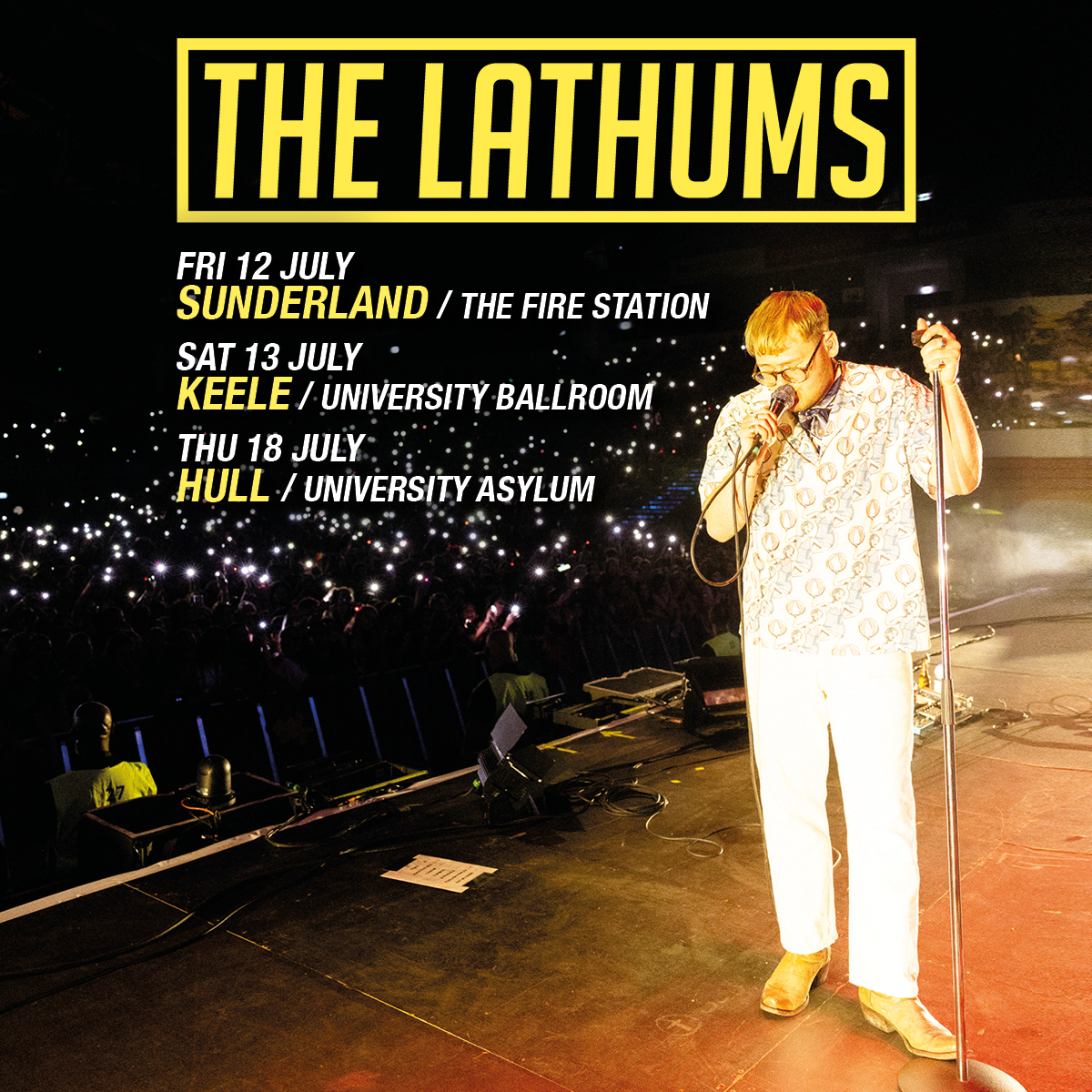 Don't miss this! @TheLathums have just announced 3 warm up shows in Sunderland, Keele and Hull this July ahead of their huge gig at Robin Park, Wigan this summer!🙌 Grab tickets this Friday at 10am: bit.ly/4atBE9R