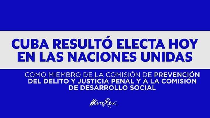 Yoan @yoan731 @AlejandroExps13 #Cuba 🇨🇺 resultó electa hoy en las Naciones Unidas, como miembro de la Comisión de Prevención del Delito y Justicia Penal (período 2025-2027), y a la Comisión de Desarrollo Social (período 2025-2029).