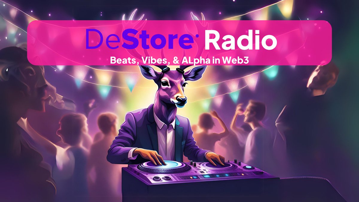 🌞 GM! Welcome to DeStore Radio, where we showcase Beats, Vibes, & Alpha in Web3! 🔴 Today is our 1st stream, so show us some support by liking & reposting this post! ✅ Follow us @DeStore_Network @helloDeAR_app @imcryptohustler #helloDeAR @WatanabeSota @InvArchNetwork