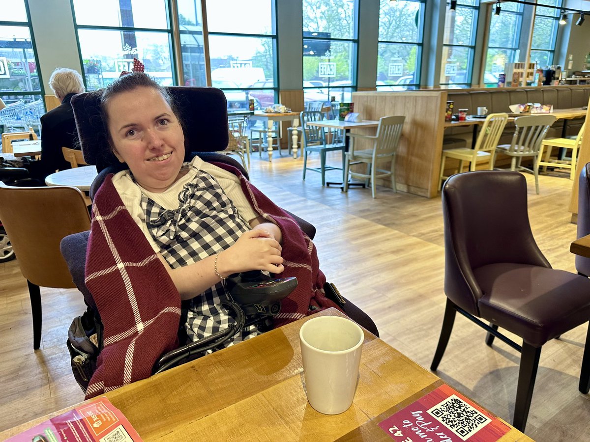 Today’s exciting adventure… We’re in Morrisons Cafe! 😂☕️ #AccessibleAdventures #Morrisons