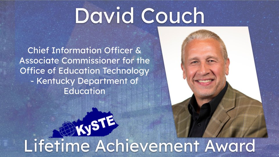 One of the highlights at KySTE is recognizing our wonderful Kentucky Educators through our Impact Awards. We would like to congratulate our 2024 Lifetime Achievement Award Winner, David Couch, CIO & Associate Commissioner for the Office of Education Technology at KDE
