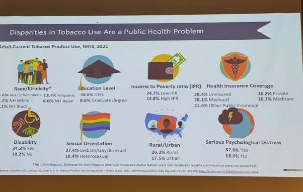 Dr. Monica Cornelius from @cdcgov Office on Smoking and Health provides an overview of health harms, health disparities, & national tobacco product trends. How to address them? Tobacco price increases, smoke-free policies, media campaigns, & equitable access to cessation.