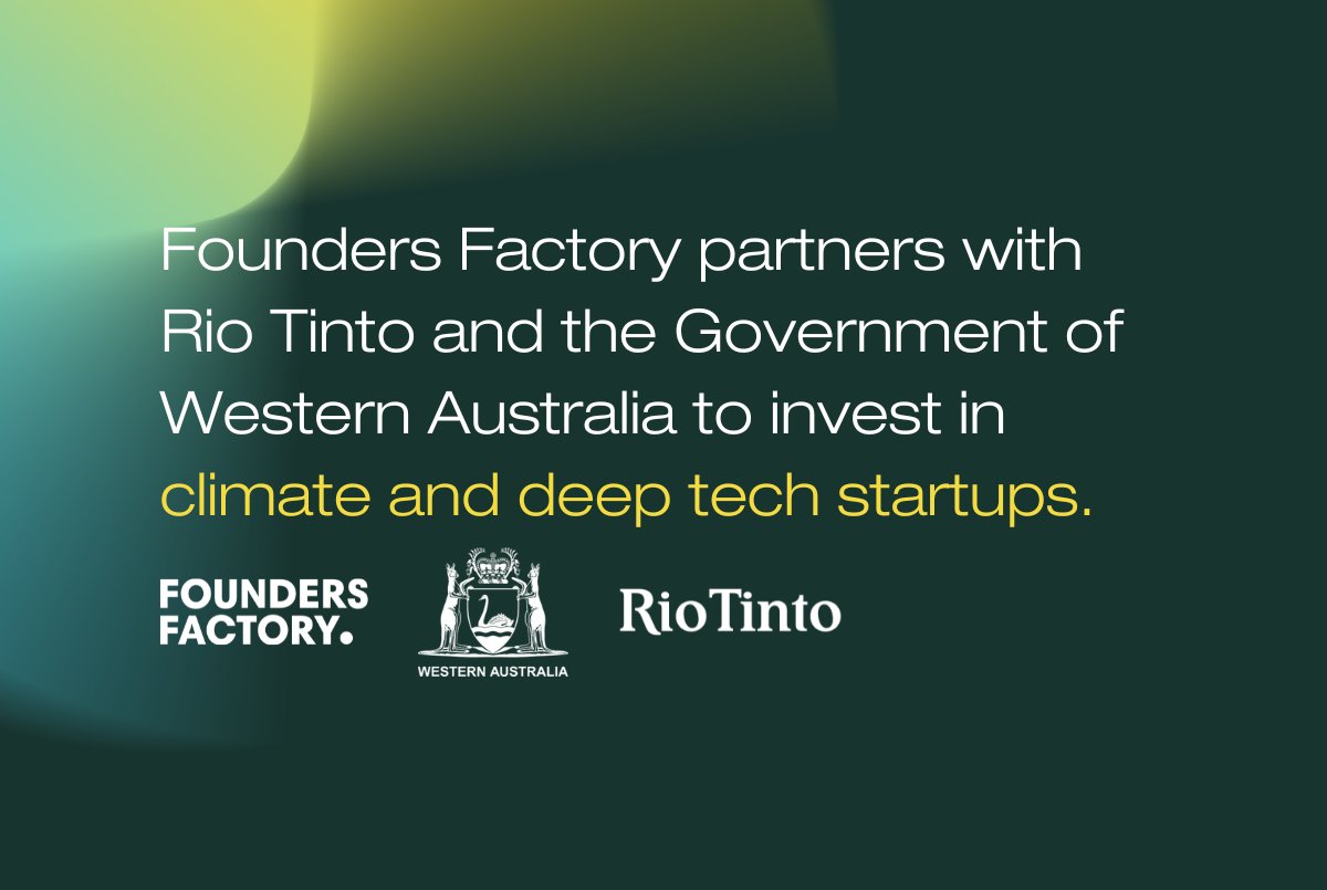 foundersfactory's tweet photo. 🇦🇺 🚀 Founders Factory is launching in Australia

Today, we’re delighted to announce the launch of two new accelerator programs in partnership with @WAGovernment, and one of the world’s largest mining companies, @RioTinto . Across both partnerships, we’ll be investing AUS$21.6M into more than 70 startups over the next three years.

Operating from Perth, we’ll be backing founders locally and internationally across a number of sectors:
⭐️ With the WA Government, we’re investing in the decarbonisation and diversification of WA's economy, with a particular focus on nature and biodiversity
⭐️ With Rio Tinto, we’re investing in the future of mining, looking for technologies in the fields of safe mine operations, decarbonisation, exploration processing, and automation

Startups participating in the 4-month programs will receive capital, operational support across strategy, regulatory advice, data science, commercialisation, fundraising, and technological-readiness, as well as links to strategic partners and testing grounds.

Stay tuned for more information in the coming days around specific investment themes as well as opportunities to join our team in Australia.

Learn more about the programs & how to apply:
➡️ Rio Tinto: https://t.co/Fm4pfOVSLb
➡️ Western Australia: https://t.co/ItfhB3J6ZS

#accelerator #venturestudio #startups #founders #miningtech #climatetech