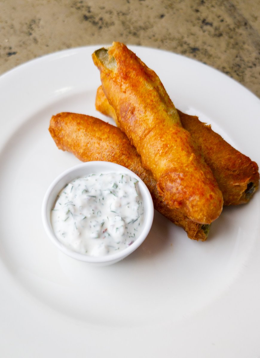 These are frickles. We've nicked them from @TheWhiteHorsePu They're deep-fried pickles. And they're on our '2 courses for £15' menu for April!