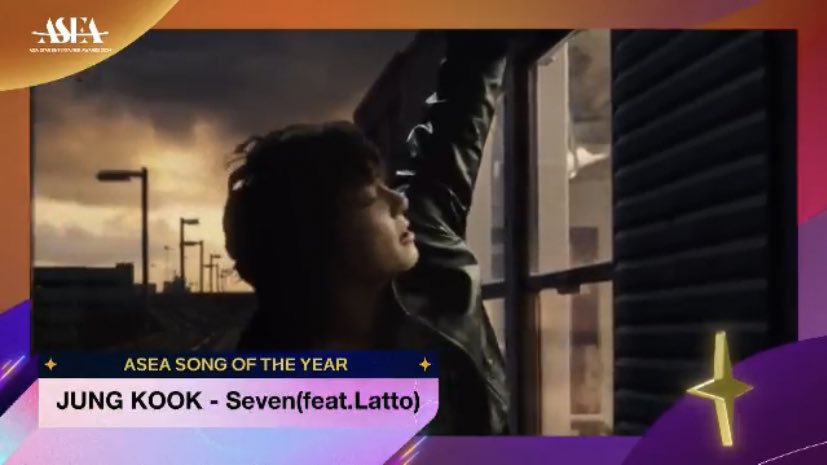 #JUNGKOOK’s “Seven” won “Best Song of the Year” at the 2024 Asia Star Entertainment Awards!🏆 CONGRATULATIONS JUNGKOOK