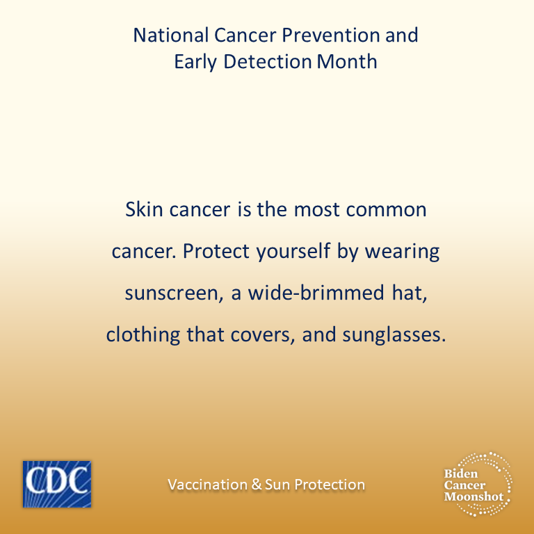 Making sun protection an everyday habit will help lower your skin #cancer risk. Find out what you can do to reduce your risk: bit.ly/2rlsY18 #BidenCancerMoonshot #NationalCancerPreventionAndEarlyDetectionMonth