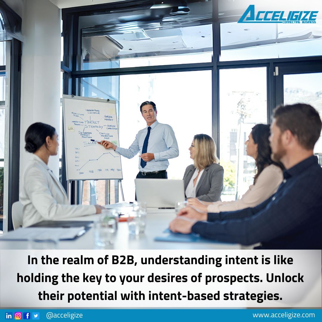 Anticipate your audience's needs and desires with intent-based marketing strategies. Intent is the silent language of your prospects. Listen closely, and your business results will speak volumes. 

#Acceligize #B2B #IntentMarketing #B2b #AudienceInsights #ConversionOptimization