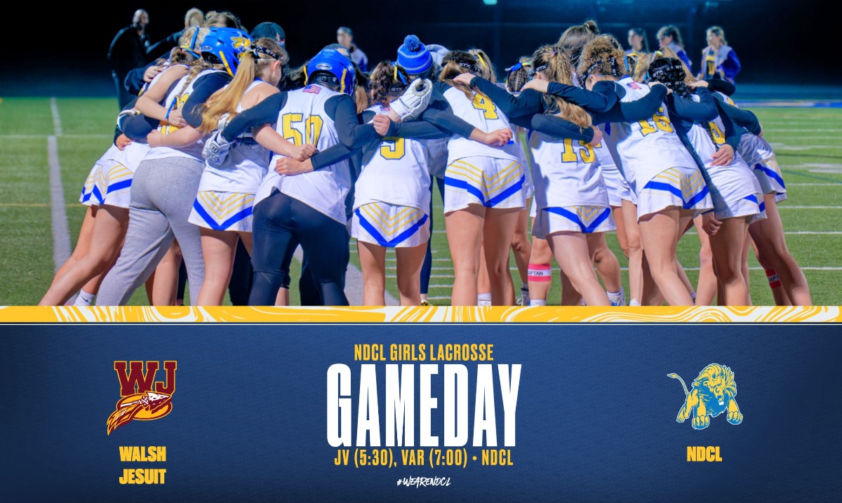 Good luck to Girls Lacrosse today as they take on the Walsh Jesuit Warriors! JV game will begin at 5:30 PM with Varsity to follow at 7:00 PM. Go Lions! #WeAreNDCL