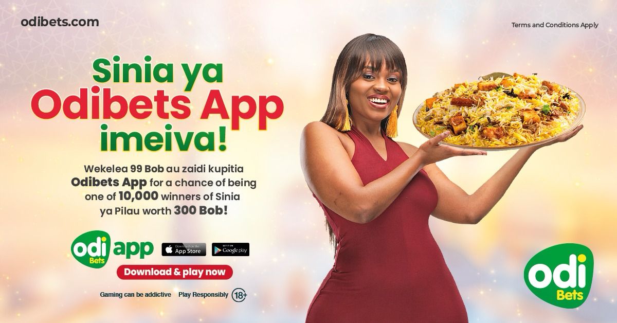 SINIA YA ODIBETS APP IMEIVA!
Wekelea cash bet ya 99/= and above on the Odibets app to stand a chance of winning one of 10,000 Sinias worth 300/= today!
Play here 👉🏿odibets.com 

Strictly 18+
Terms & conditions apply.
#BetExtraODInary