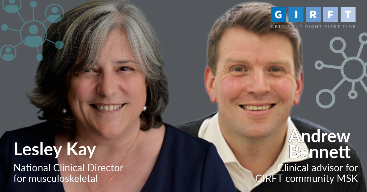 Did you see our news earlier this week about our new MSK appointments? 1⃣@GenQ5Lesley as @NHSEngland NCD for MSK 2⃣@andypbennett79 as GIRFT clinical advisor for MSK Head to our website to read more on how we're strengthening our MSK portfolio ▶️▶️▶️bit.ly/3VVsNcD