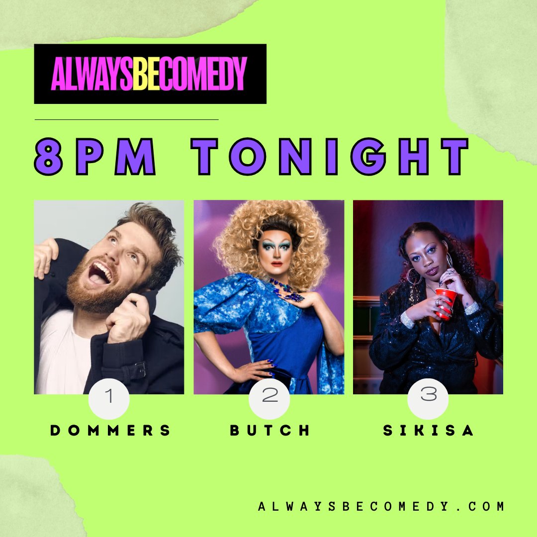 We've had some late returns for tonight's previously very sold-out show. Joel Dommett, Kate Butch, Sikisa, MC James Gill. Always Be Comedy at The Tommyfield, Kennington. Doors 7.45pm for an 8pm start. Tickets: alwaysbecomedy.com/tickets
