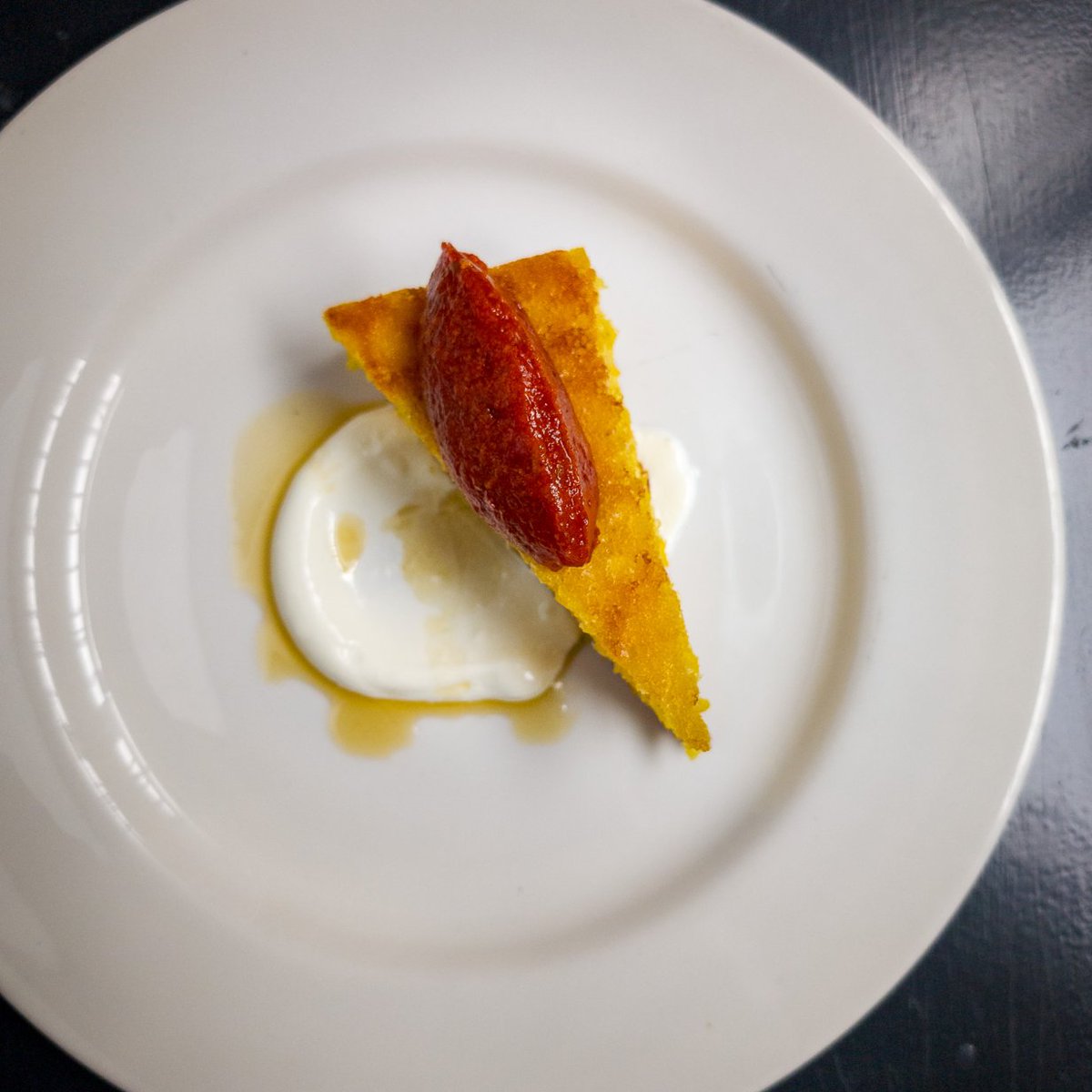 Warm jalapeño cornbread with sour cream, tomato and smoked bacon jam One of the starters from our '2 courses for £15' menu this April!