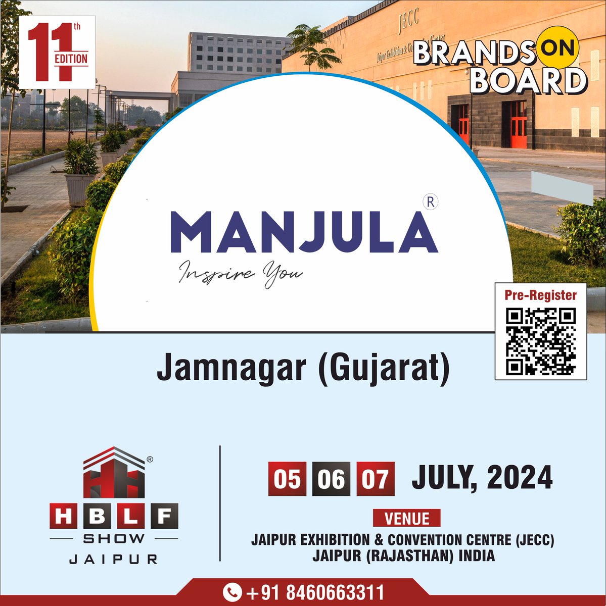 MANJULA: Join us at HBLF Show Jaipur, 05-06-07 July 2024 at JECC Rajasthan - See You There!

#Manjula #ManjulaHardware #ManjulaJamnagar #ManjulaBrass #BrassHardware #UdayBrass #DoorHardware #HardwareManufacturer #HardwareFittings #Jamnagar #BuildersHardware #HBLFShow #Jaipur