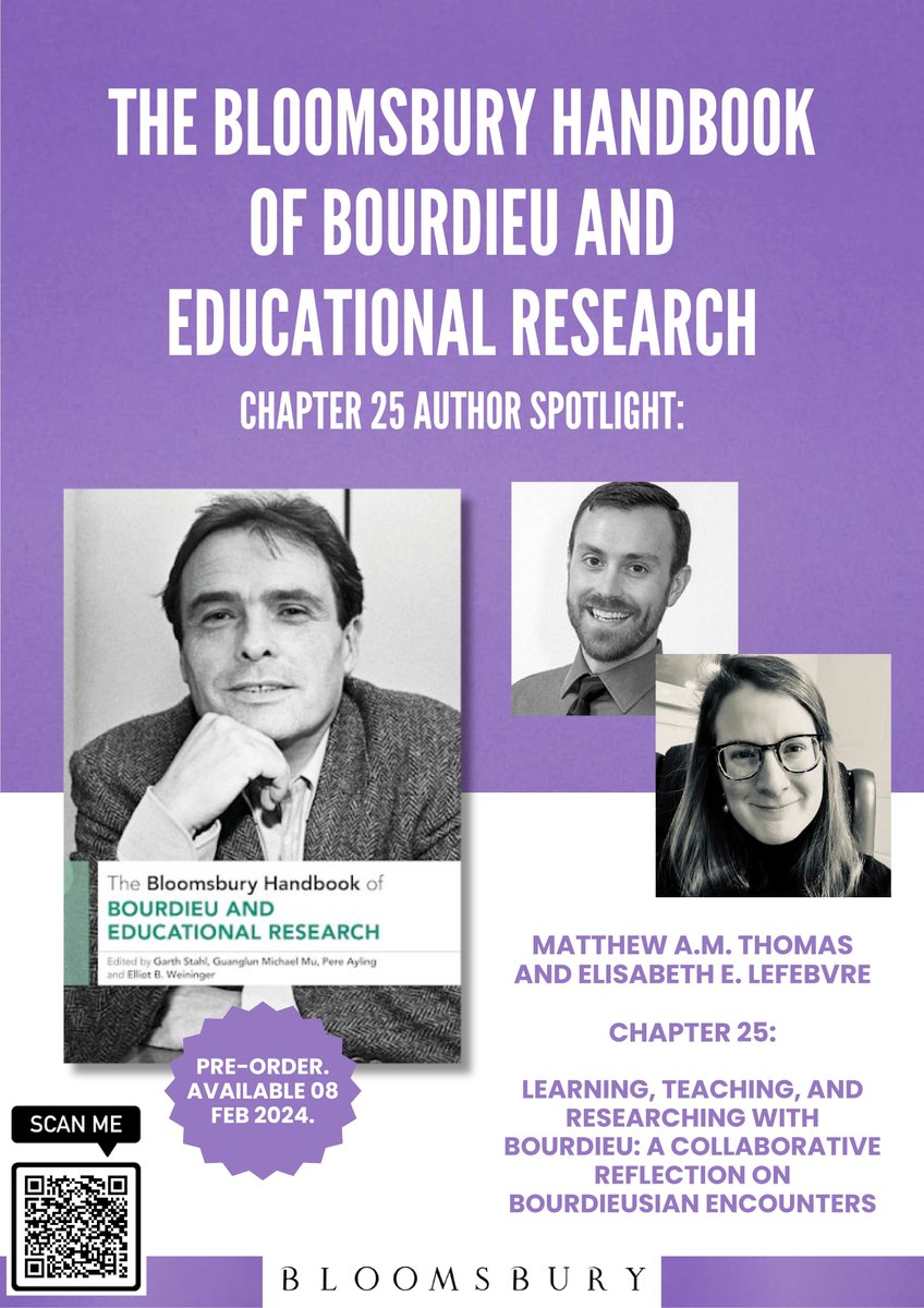 'The Bloomsbury Handbook of Bourdieu and Educational Research' w/ scholars from @AERABourdieuSIG & @AERA_EdResearch. Featuring one chapter a day in the countdown to #AERA24– Chapter 25 of 26 by @MThomasEdDev & @EELefebvre. (bloomsbury.com/us/bloomsbury-…) @BloomsburyBooks #edutwitter