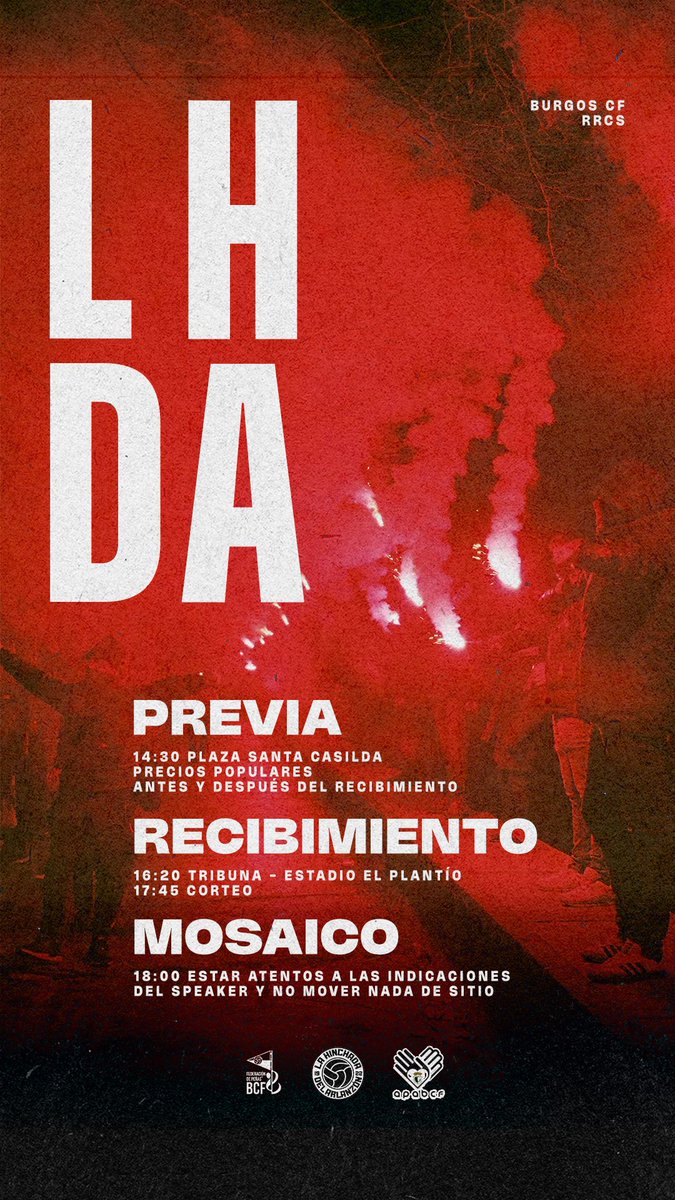 LHDABURGOS's tweet photo. Desde las agrupaciones que aglutinamos parte de la masa social del burgos cf, hacemos un llamamiento a levantarnos, apoyar y aupar a nuestro equipo en el importante partido que disputa este domingo.
No faltes este domingo a las 16:20 en la zona de tribuna para recibir al bus. https://t.co/3PcRJIQtIp