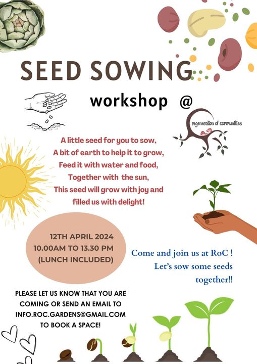 A reminder of the upcoming Seed Sowing Workshop from Regeneration of Communities at Saltersgill Allotments this Friday, 12th April, from 10am to 1.30pm. Sow some seeds with friendly faces on this amazing community plot: Email info.roc.gardens@gmail.com to book a space!