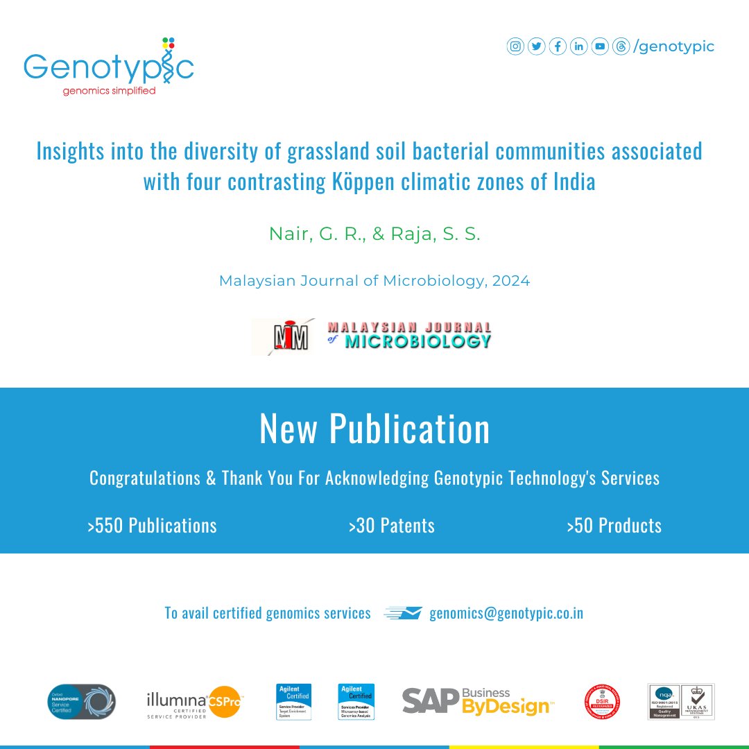 GenotypicTech's tweet image. NEW #PUBLICATION !!

Congratulations &amp;amp; Thanks to the authors for acknowledging #Genotypictechnology #Sequencing #Services

View our list of publications: genotypic.co.in/publications/

To avail certified genomics services, contact us at genomics@genotypic.co.in