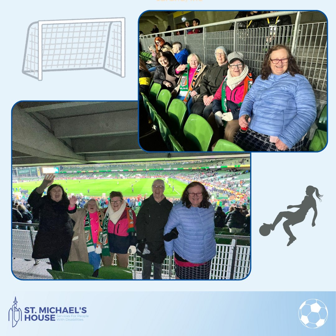 A group of ladies from our Le Cheile service headed out to the women's football match at the Aviva last night for the Women's Euro qualifiers. This was the first time attending a match for everyone and they had an absolute ball! #SMH #SMHGoals #Football