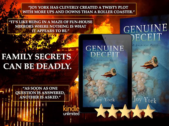 GENUINE DECEIT by Joy York Amazon Review: ⭐️⭐️⭐️⭐️⭐️ “It’s a real page-turner with a superb finale.” When a young woman finds herself unknowingly accountable for the past sins of her family, she must unravel their secrets and lies to stay alive. #thriller #mystery #crimefiction…