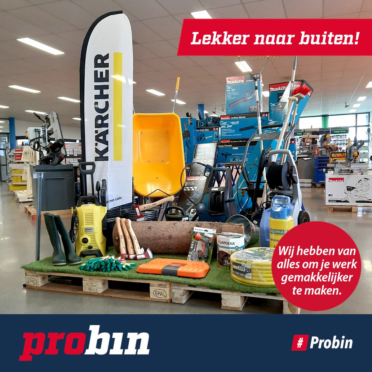 GBITelder's tweet photo. Lekker naar buiten met dit mooie weer! 🌞  In onze vestigingen hebben we ook alles in huis om het buitenwerk gemakkelijker te maken! #buitenwerken #detuinin #probin #probintelder https://t.co/KDpSw2C1qB