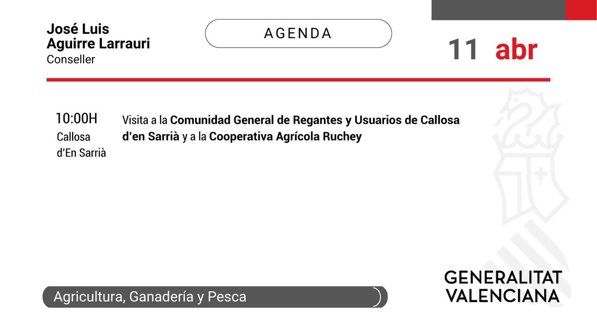 📆 Agenda del conseller @AguirreLarrauri 11-4-2024