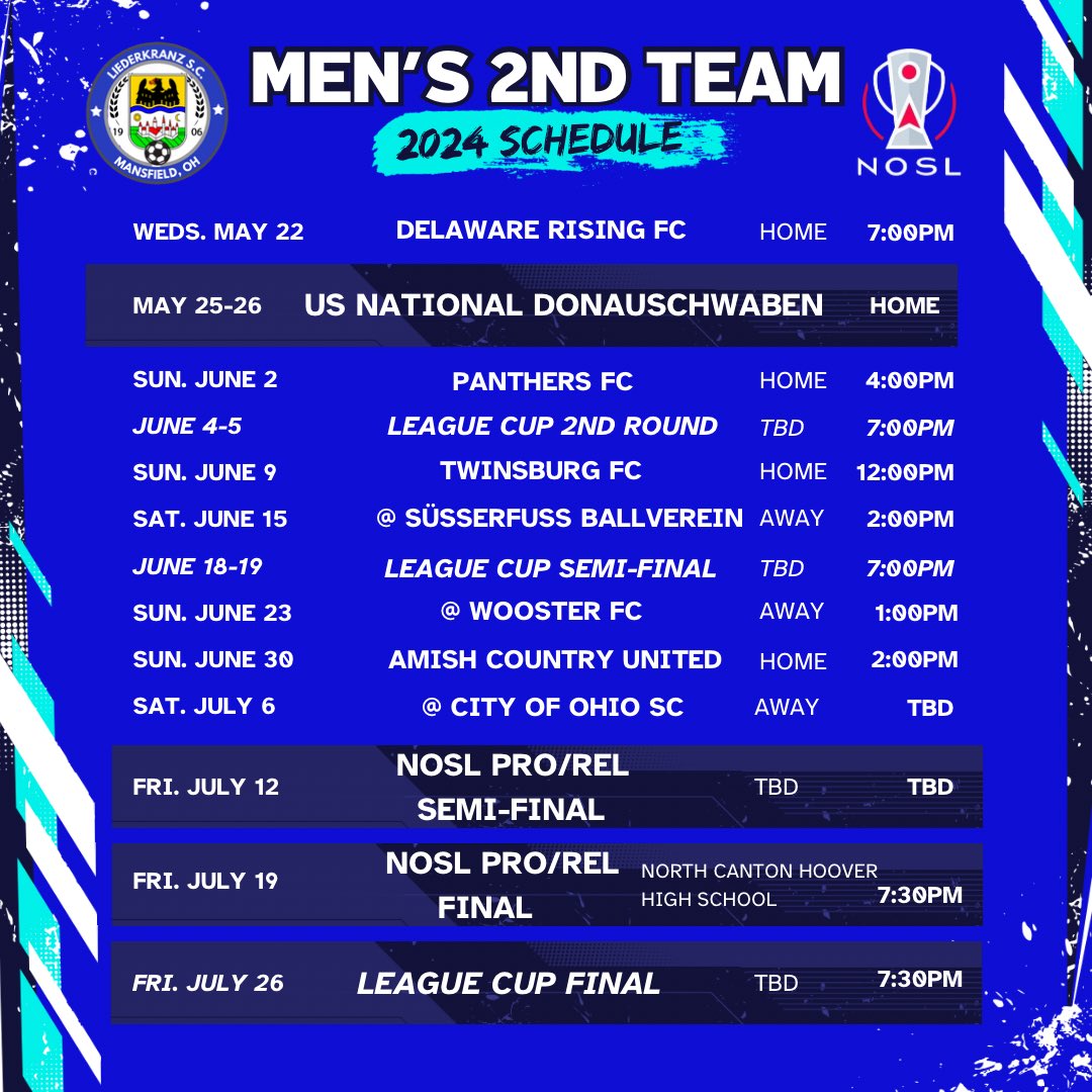 Have you seen this seasons schedules yet?

Some good fussball will be played in Mansfield this summer!!!