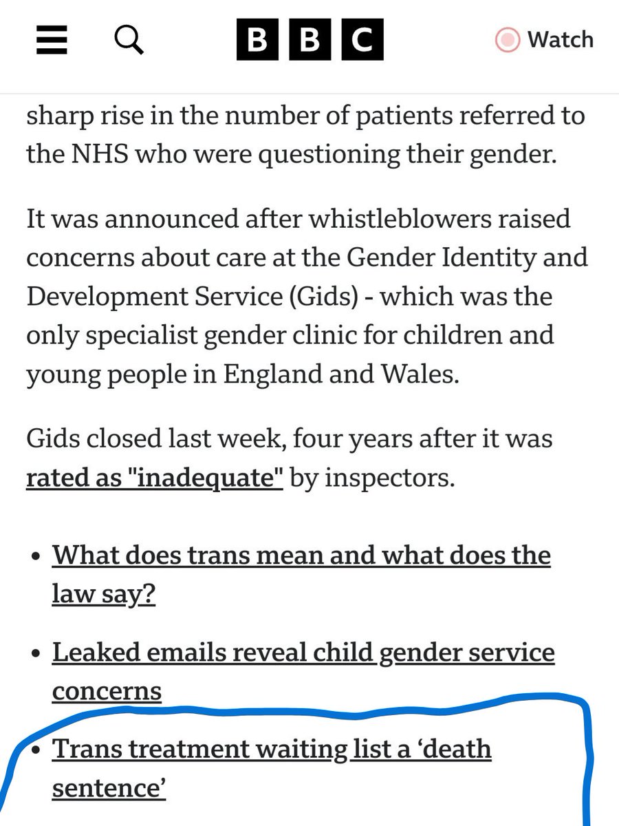 The #CassReview found that the evidence DOES NOT support the claim 'gender-affirming care' lowers suicide risk. Yet, @BBC STILL links to this irresponsible article within their own coverage of the review.⬇️