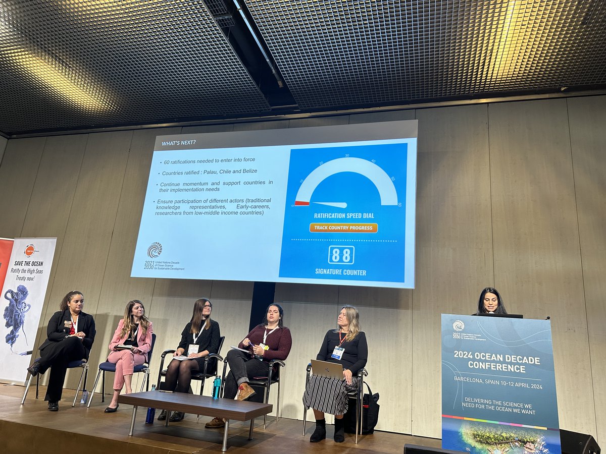 At our #OceanDecade24 Satellite Event, we discuss how the @UNOceanDecade can support the #RaceForRatification and implementation of the #HighSeasTreaty 🧵 @DeepStewardship @IDDRI_ThinkTank @IUCN @Sciaena_NGO @EarthEcho @EdinburghUni @ocean_voices @NipponF_pr