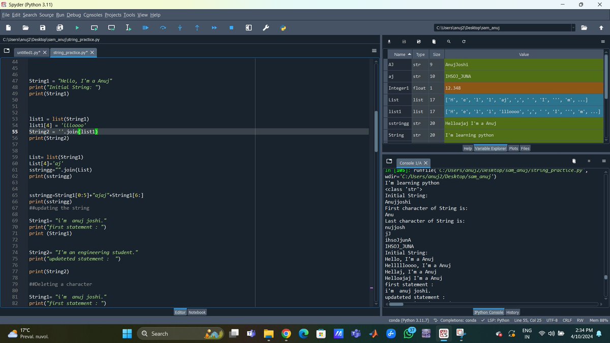 2002anuj's tweet image. Day 1 out of 100 of code challenge. Today I have learned about how to use string and all it's function.
#Python
#learningcoding
#100daysofcodechallenge
