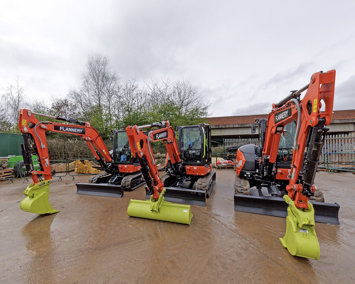 Flannery's Latest Leap: Investing in a New Kubota Fleet!🆕🤩 Flannery invest in 55 new Kubota excavators all built to a uniquely comprehensive specification required to meet our client’s health and safety conditions on a national basis. #Flanneryplanthire #Planthireuk #planthire