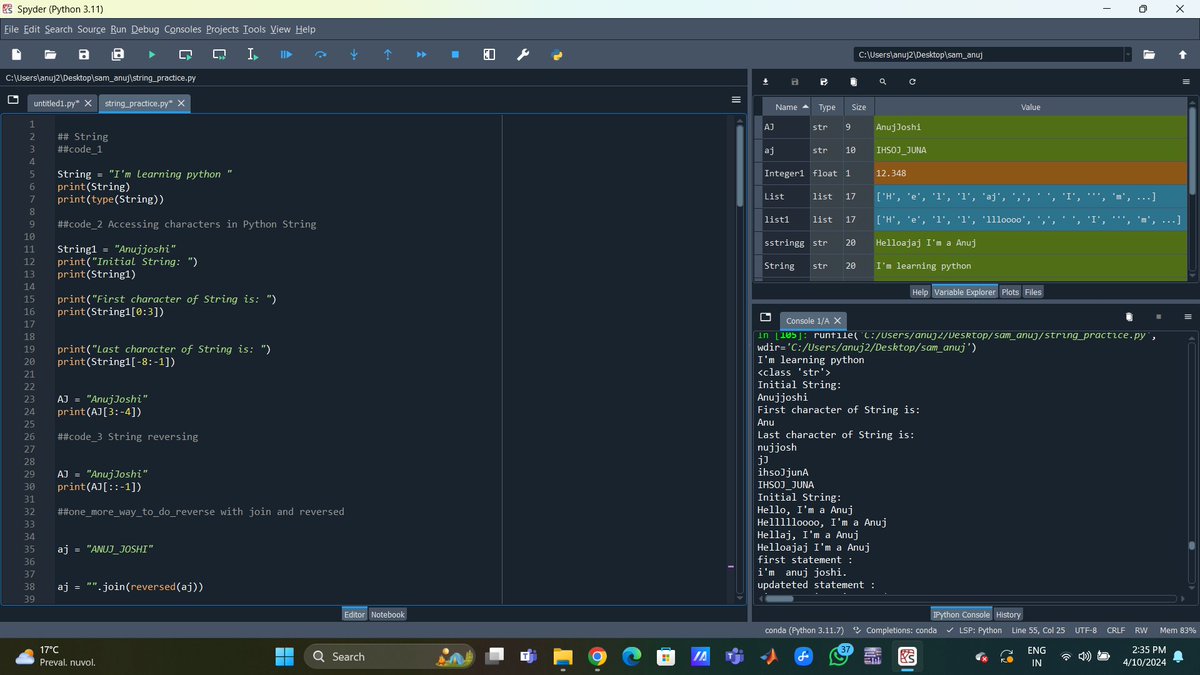 2002anuj's tweet image. Day 1 out of 100 of code challenge. Today I have learned about how to use string and all it's function.
#Python
#learningcoding
#100daysofcodechallenge