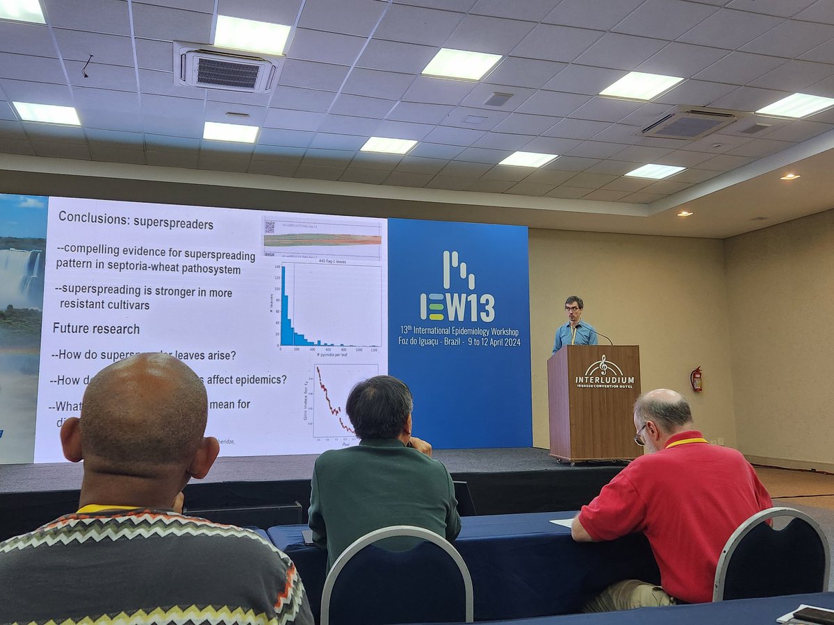 Fascinating talk by <a href="/MikabAley/">Alexey Mikaberidze</a> on superspreading leaves at #IEW2024
