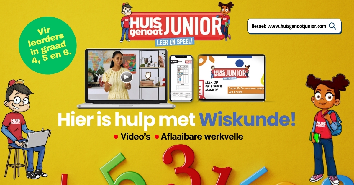 Kleurvolle infografika, artikels en video’s kan jou kind help met skooltake en huiswerk. Besoek huisgenootjunior.com en leer saam!