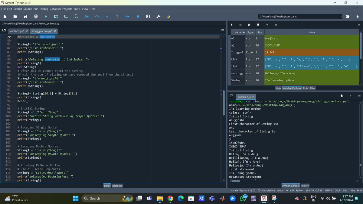 2002anuj's tweet image. Day 1 out of 100 of code challenge. Today I have learned about how to use string and all it's function.
#Python
#learningcoding
#100daysofcodechallenge